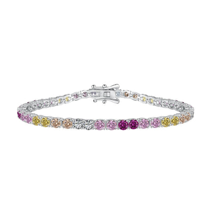 [Clover Jewelry]Radiant Colorful Round Cut Tennis Bracelet