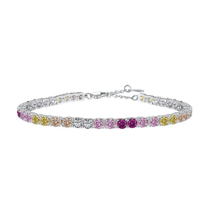 [Clover Jewelry]Radiant Colorful Round Cut Tennis Bracelet