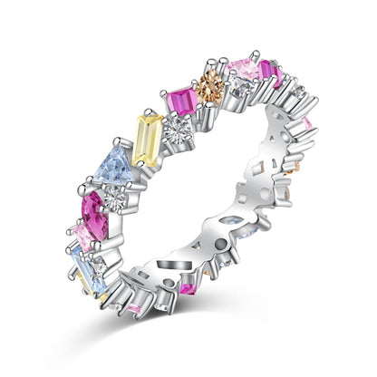 [Clover Jewelry]Dazzling Polychromatic Multi cut Daily Ring