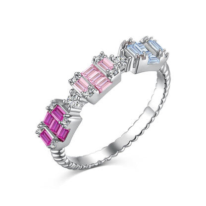 [Clover Jewelry]Unique Colorful Emerald Cut Party Ring