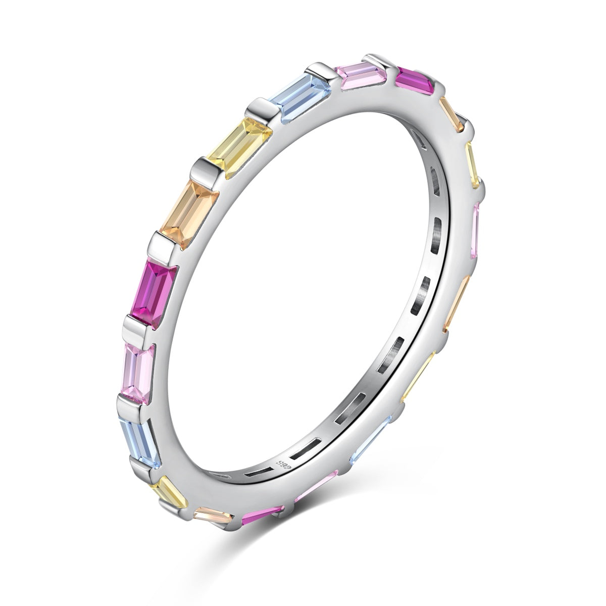 [Clover Jewelry]Exquisite Multicolored Emerald Cut Daily Ring