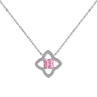 [Clover Jewelry]Exquisite Flower Shape Princess Cut Necklace