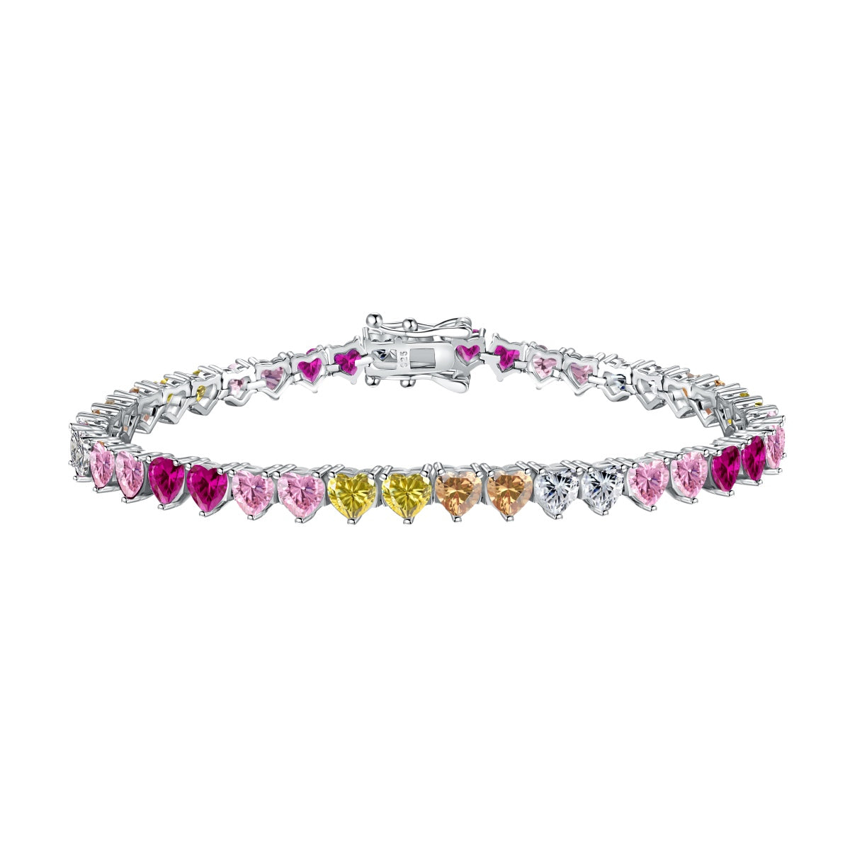 [Clover Jewelry]Luxurious Colorful Romantic Heart Shape Lover Bracelet