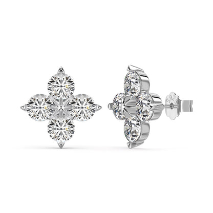 [Clover Jewelry]Four-Leaf Clover Eight-Pointed Star Earrings