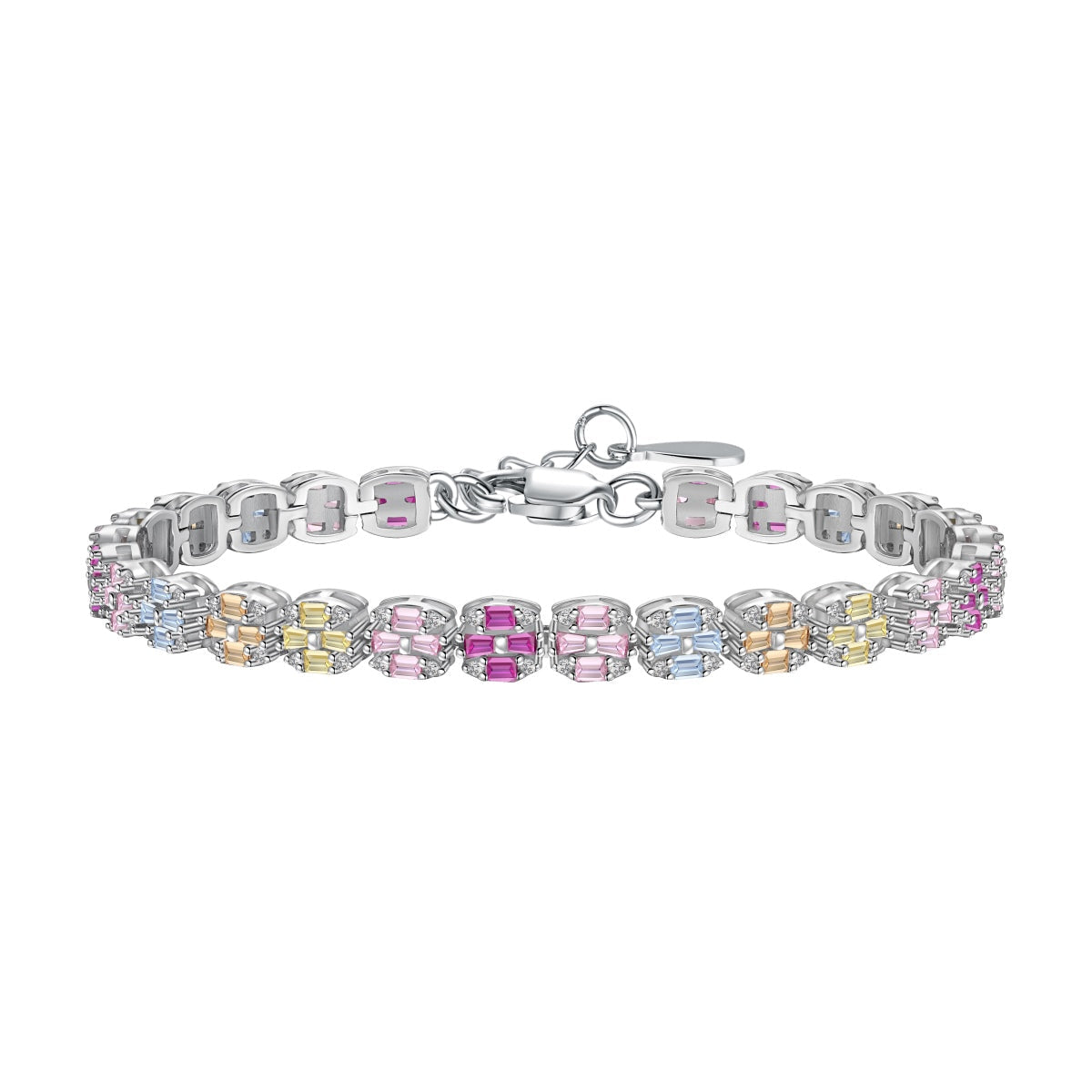 [Clover Jewelry]Delicate Colorful Emerald Cut Daily Bracelet