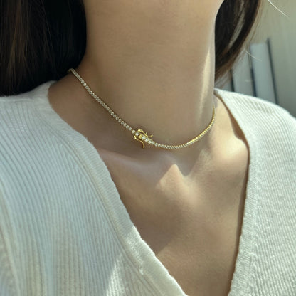 [Clover Jewelry]Delicate Round Shape Tennis Necklace