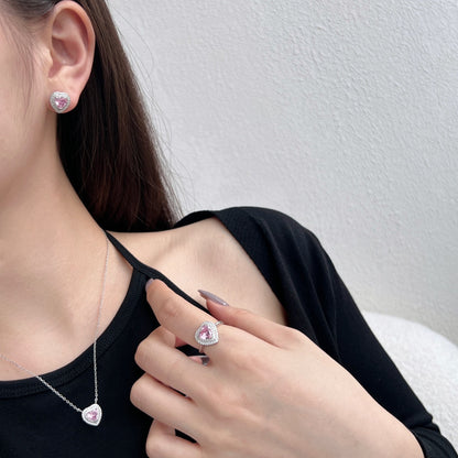 [Clover Jewelry]Dazzling Heart Shape Lover Earrings