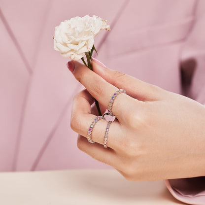 [Clover Jewelry]Radiant Sparkling Round Cut Daily Ring