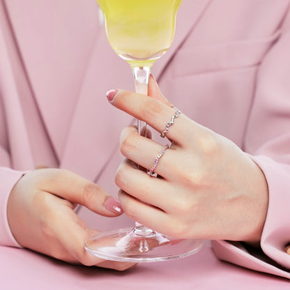 [Clover Jewelry]Dainty Colorful Round Cut Party Ring