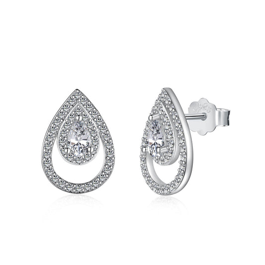 [Clover Jewelry]Sparkling Delicate Water Drop Shape Daily Earrings