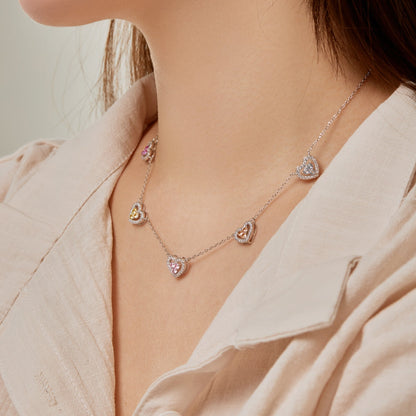 [Clover Jewelry]Sparkling Five Heart Necklace