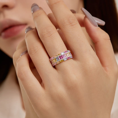 [Clover Jewelry]Dazzling Colorful Radiant Cut Party Ring