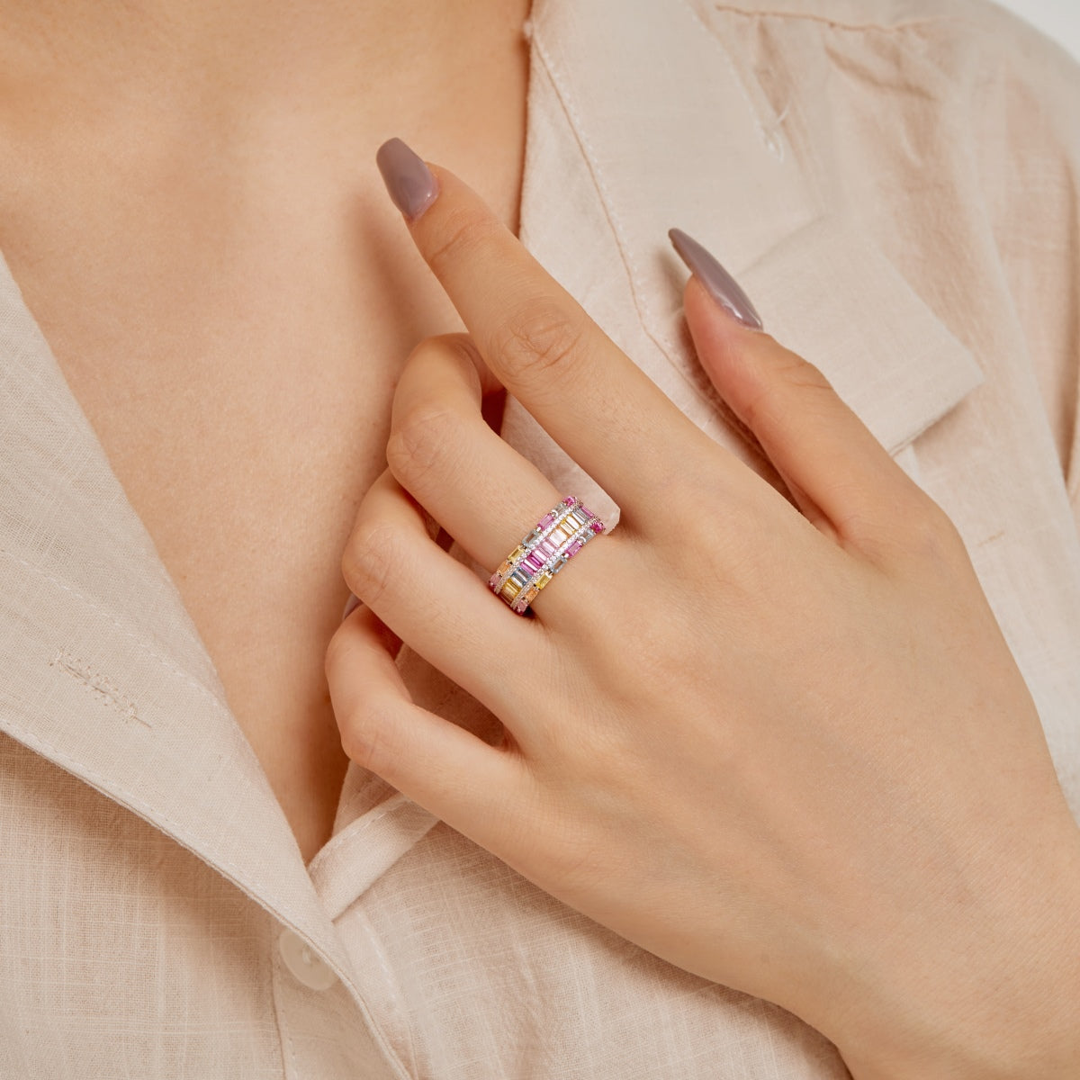 [Clover Jewelry]Dazzling Colorful Radiant Cut Party Ring