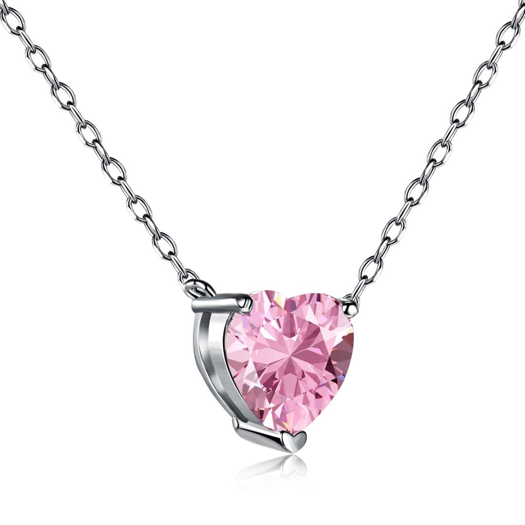 [Clover Jewelry]Heart Shape Main Stone Pendant Collarbone Necklace