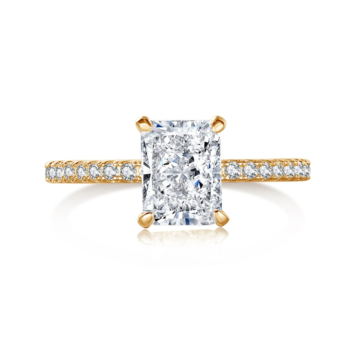 [Clover Jewelry]2.0 Carat Dazzling Sparkling Radiant Cut Party Ring