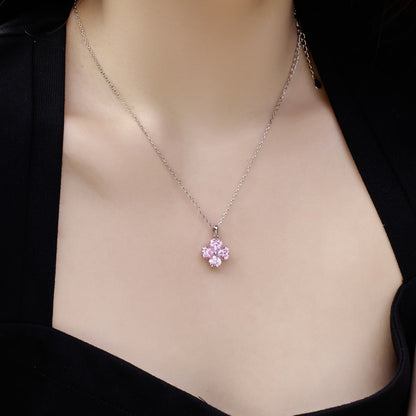 [Clover Jewelry]Heart-Shaped Four-Leaf Clover Bead Necklace