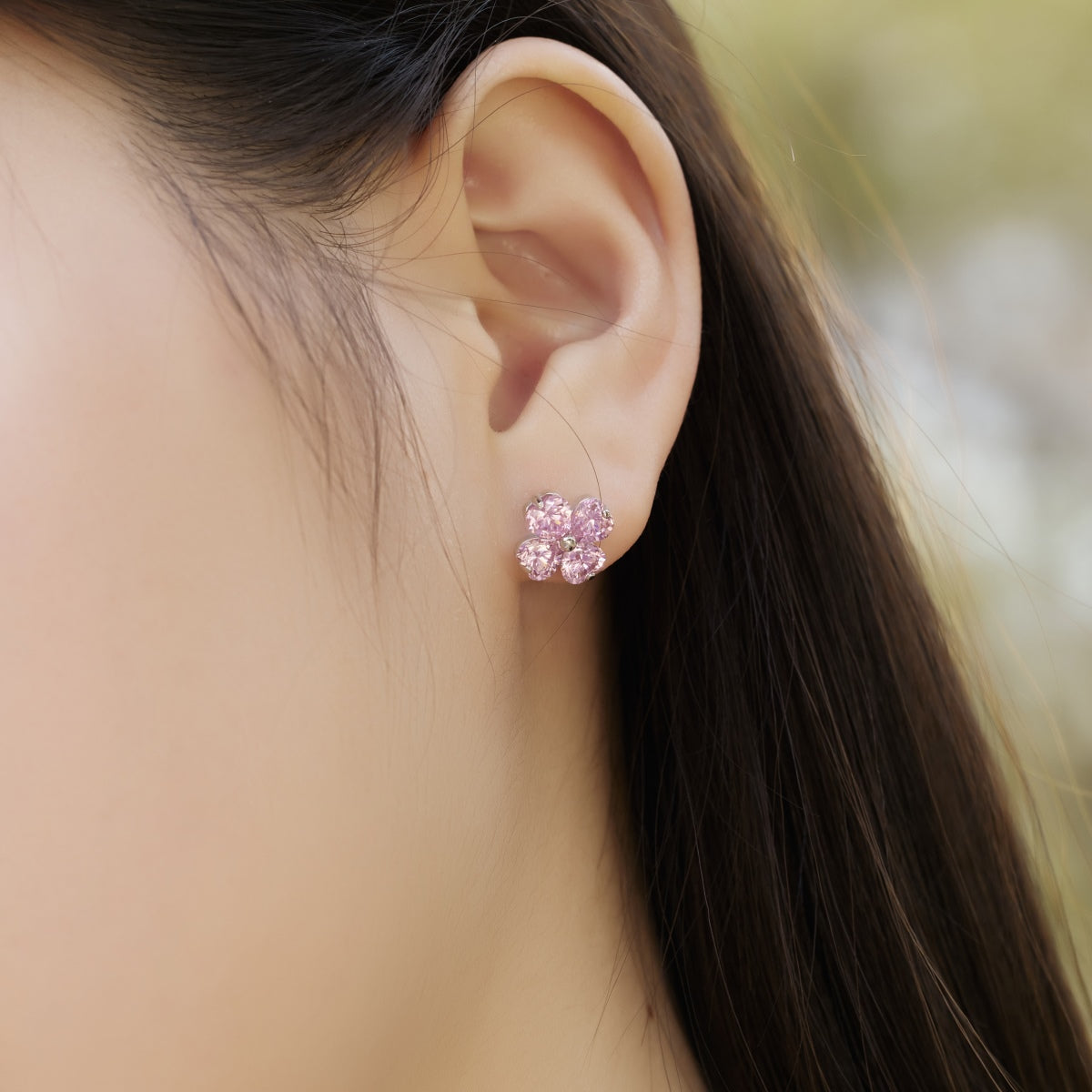 [Clover Jewelry]Four-Leaf Clover Ball Earrings