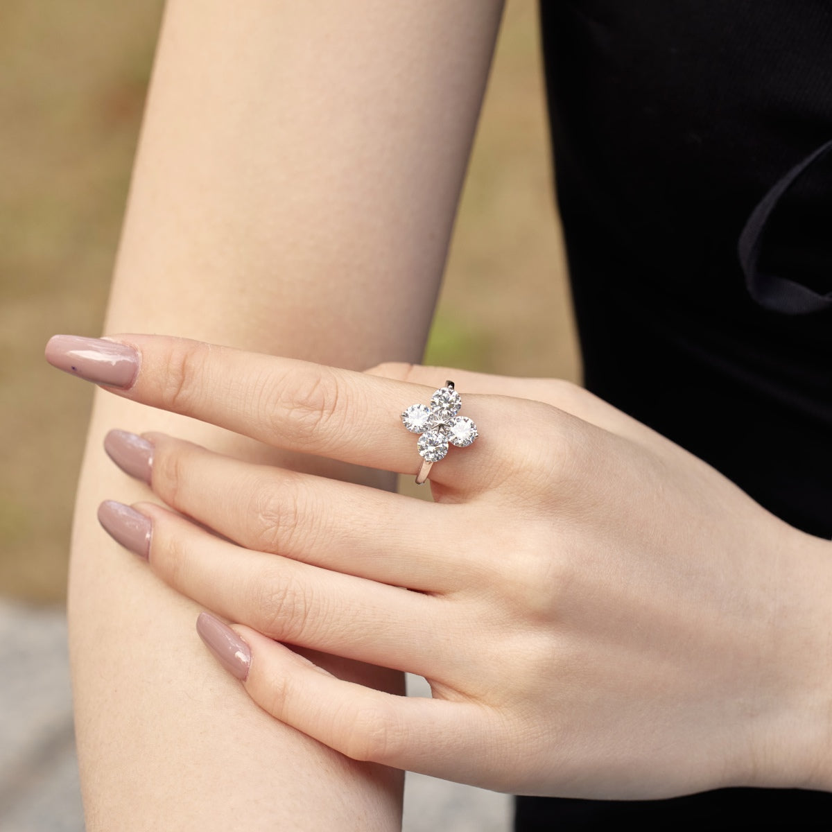 [Clover Jewelry]Four-Leaf Clover Eight-Pointed Star Ring