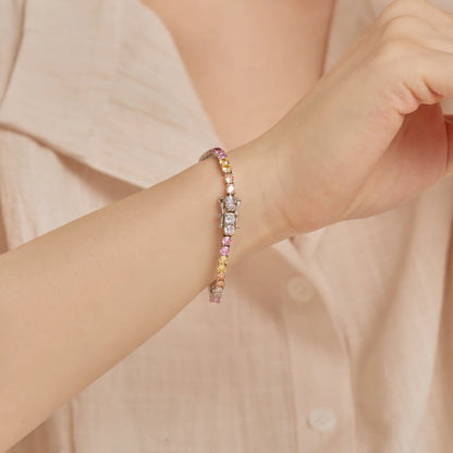 [Clover Jewelry]Radiant Colorful Round Cut Tennis Bracelet