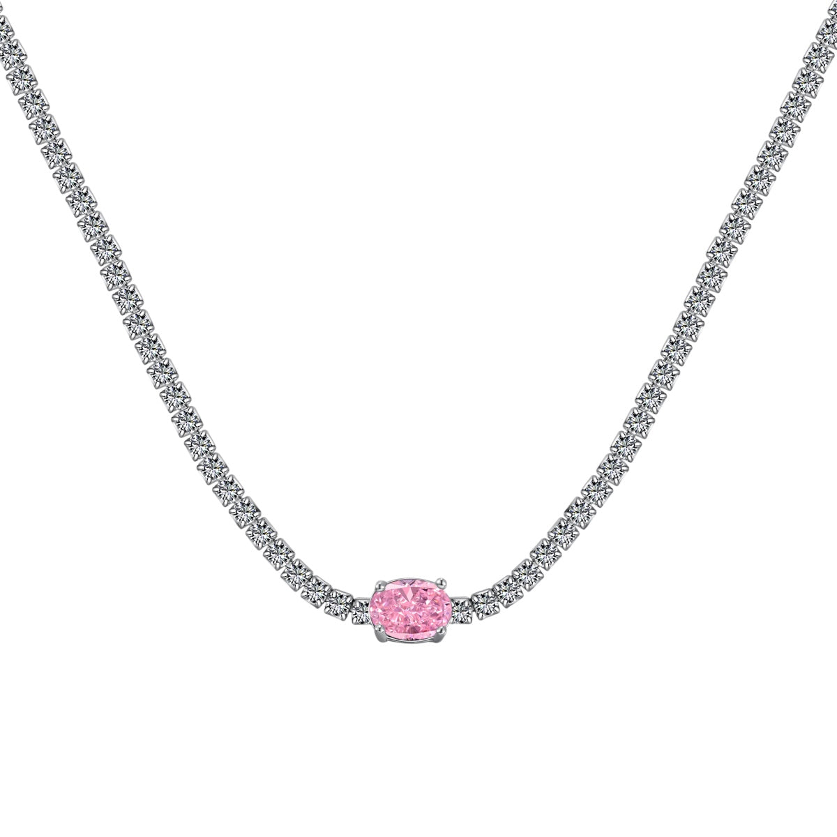 [Clover Jewelry]1.0 Carat Shining Oval Cut Necklace