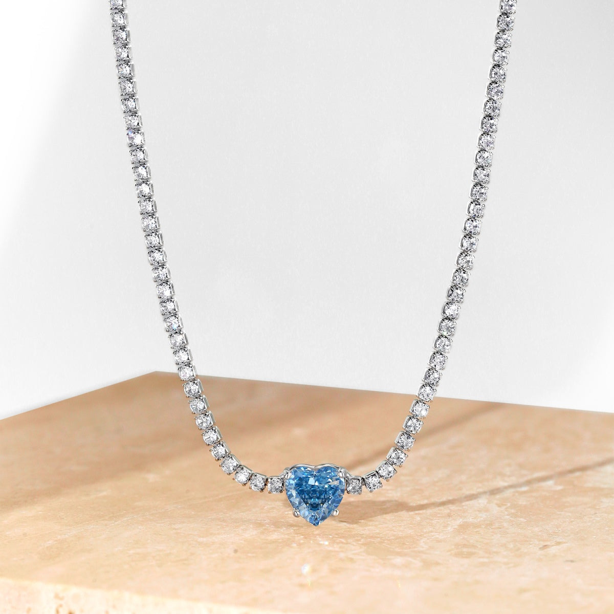 [Clover Jewelry]2.0 Carat Sparkling Tennis Heart Cut Necklace