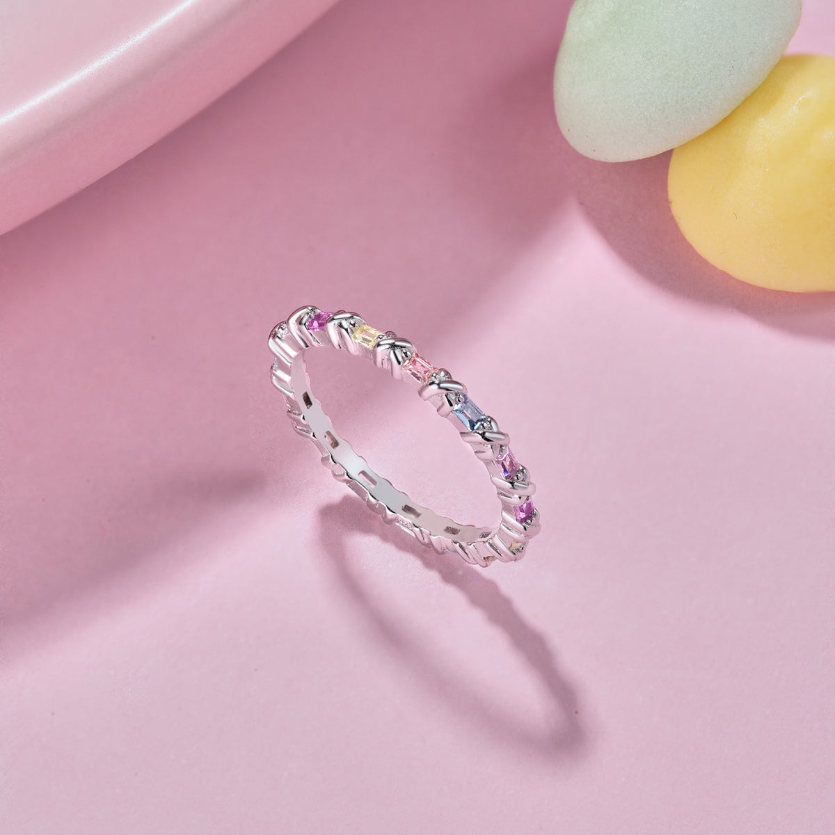 [Clover Jewelry]Charming Colorful Round Cut Daily Ring