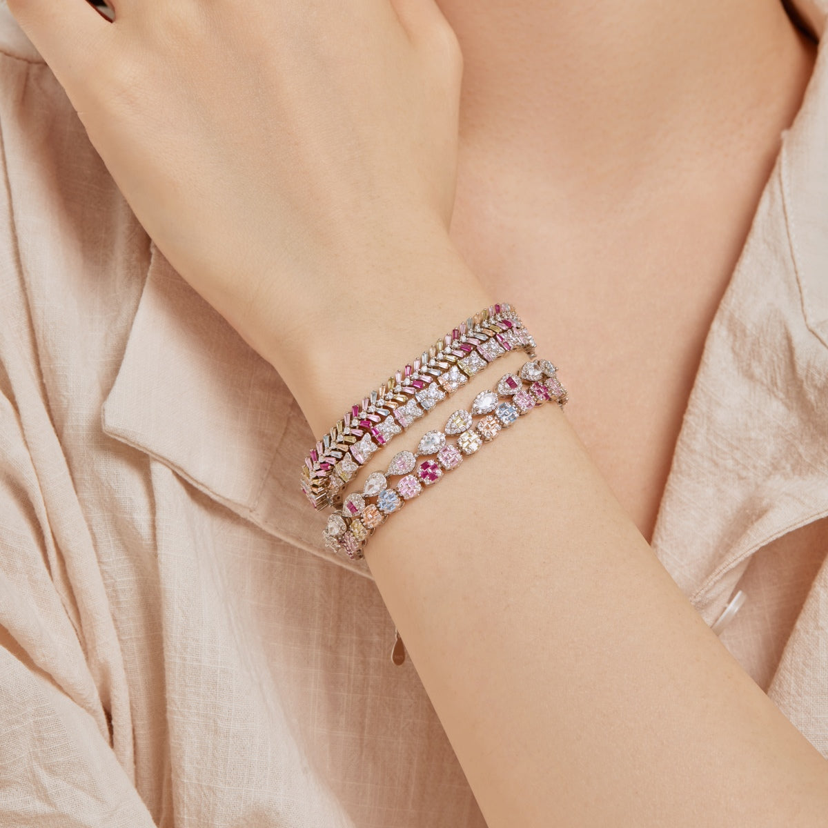 [Clover Jewelry]Dainty Radiant Emerald Cut Daily Bracelet