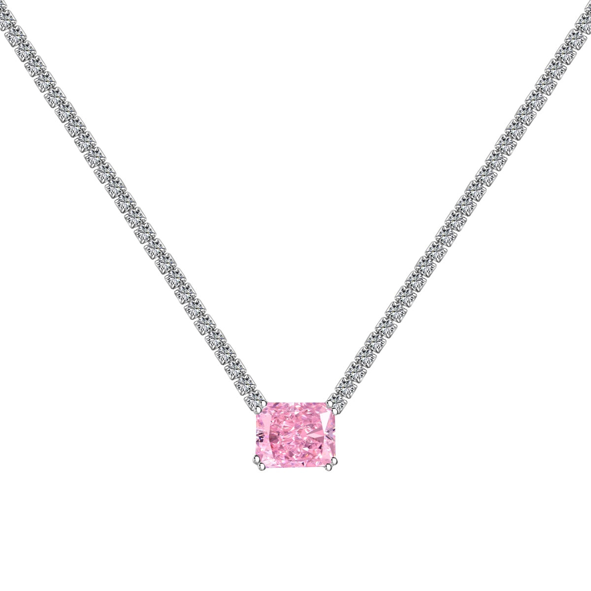 [Clover Jewelry]4.0 Carat Elegant Radiant Cut Necklace