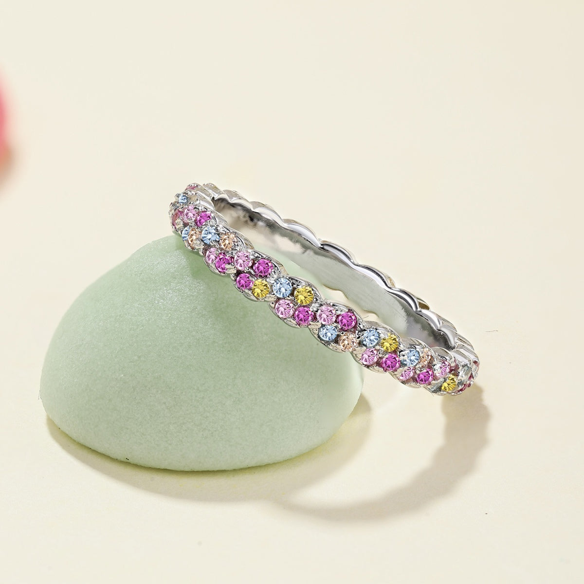 [Clover Jewelry]Dainty Ebullient Round Cut Daily Ring