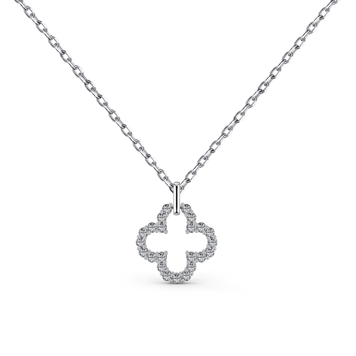 [Clover Jewelry]Four-Leaf Clover Hollow Design Exquisite Necklace