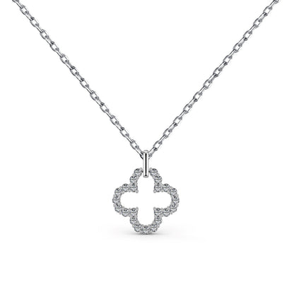 [Clover Jewelry]Four-Leaf Clover Hollow Design Exquisite Necklace