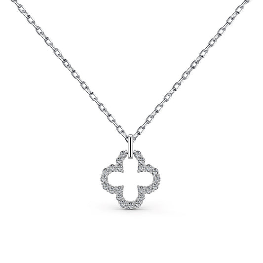 [Clover Jewelry]Four-Leaf Clover Hollow Design Exquisite Necklace