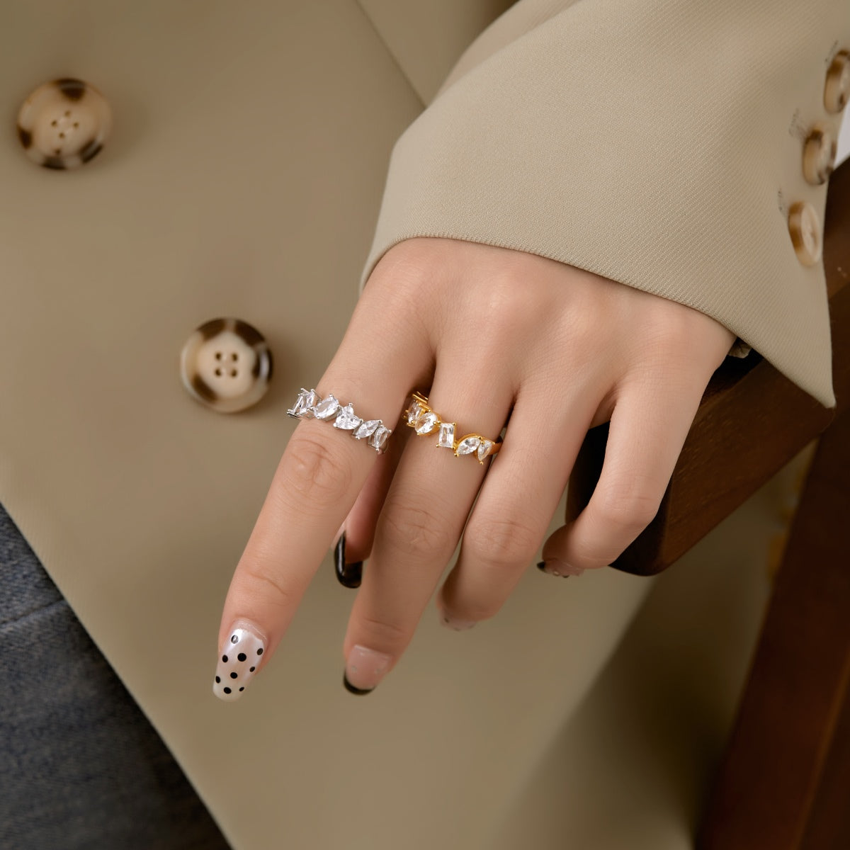 [Clover Jewelry]Delicate Multi Cut Ring