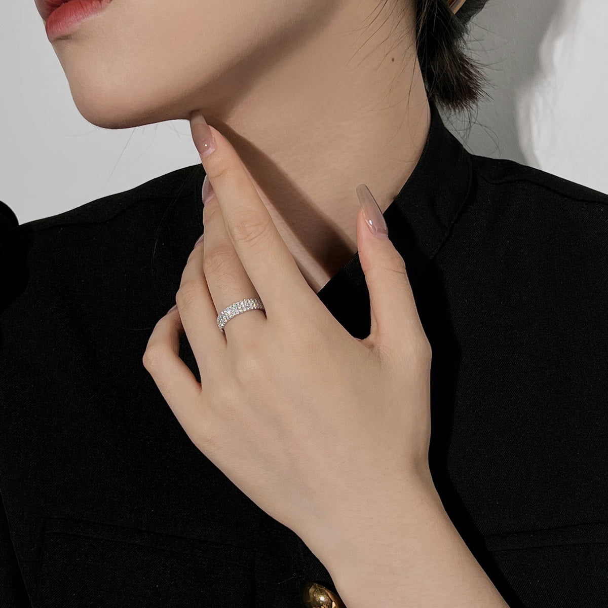 [Clover Jewelry]Dainty Round Cut Tennis Ring