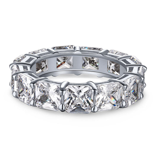 [Clover Jewelry]Elegant Princess Cut Tennis Ring